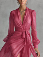 Gloria Maxi Chiffon Dress with V-Neck