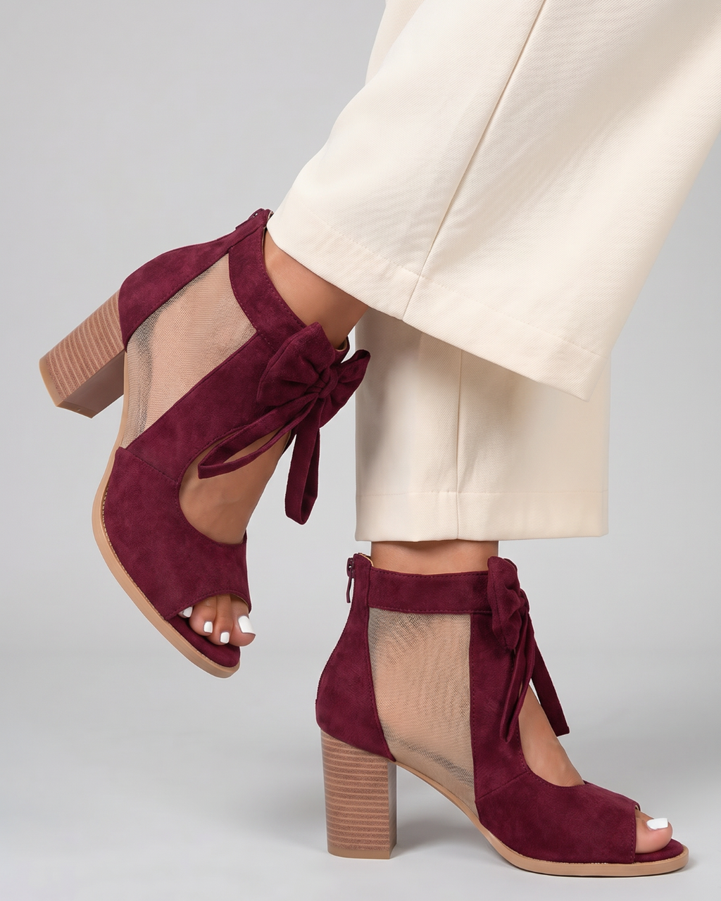 Comone | Bow Tie Open Toe Block Heels
