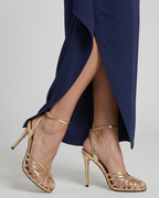 Sabine | Metallic Strappy Pointed Toe Heels