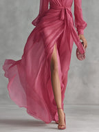 Gloria Maxi Chiffon Dress with V-Neck