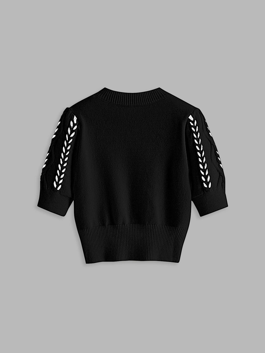 Contrast Binding Cable Knit Top