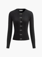 Hook Front Skinny Knit Top