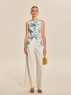 Printed Sleeveless Split Hem Vest