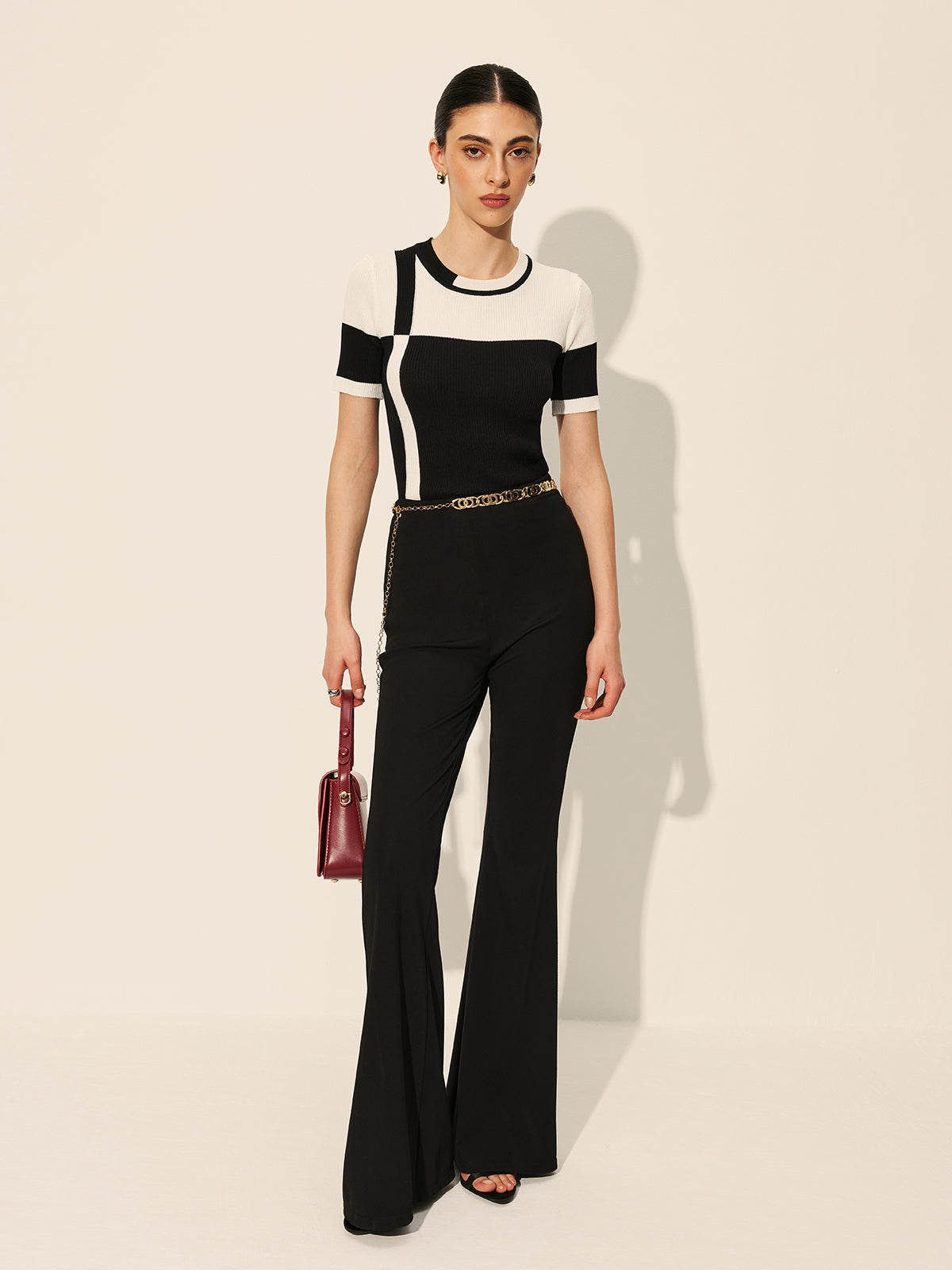 Color Block Ribbed Knit Top