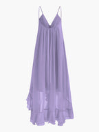 Semi-Sheer Chiffon Layered Dress With Cloak