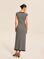 Striped Cap Sleeves Knit Dress