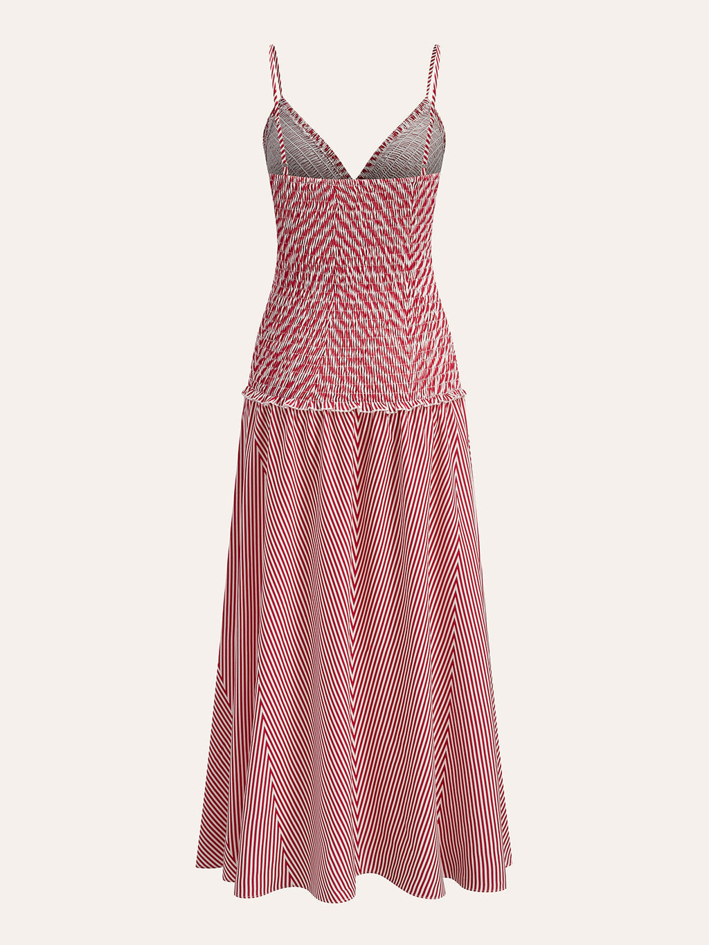 Shirred V-Neck Sleeveless Pleated Dress