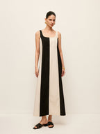 Cotton & Linen Striped Sleeveless Dress