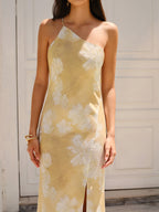 Floral Print High Slit Dress