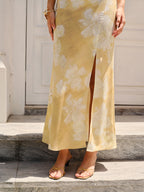Floral Print High Slit Dress