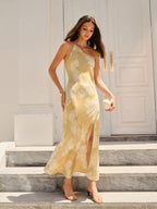 Floral Print High Slit Dress