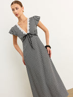 Gingham Lace-Trimmed Midi Dress
