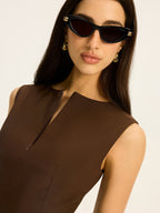 Zip-Front Neckline Mini Dress