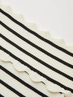 Striped Off-Shoulder Metal Button Knit Top