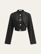 Metal Detail Cropped Denim Jacket