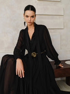Chiffon Maxi Dress with Scarf