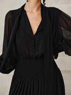 Chiffon Maxi Dress with Scarf