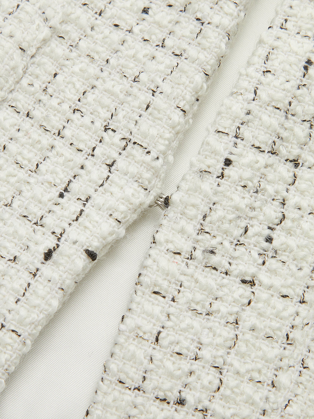 Metal Detail Knot Button Tweed Jacket