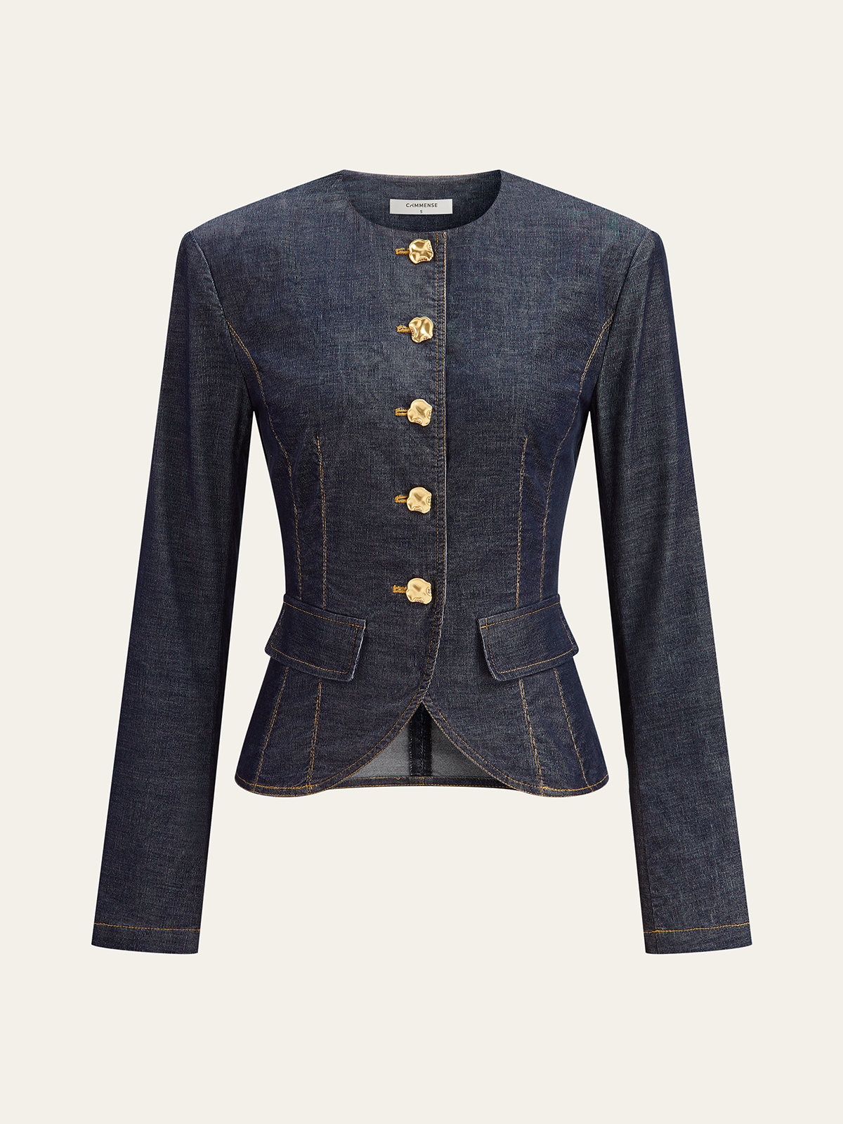 Metal Button Fitted Tailored Jacket