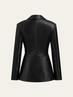Single Button PU Leather Jacket