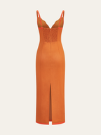 Linen & Cotton Contrast Trim Maxi Dress