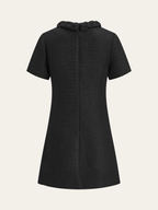 Tweed Braided Rope Collar Short Sleeve Dress