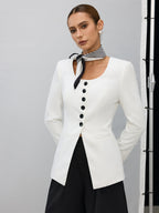 Square Neck Button Blazer