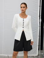 Square Neck Button Blazer