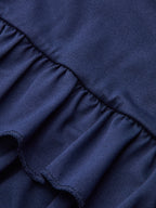 Long Sleeve Ruched Waist Layered Ruffle Dress