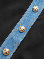 Denim Trim Buttoned Sweater