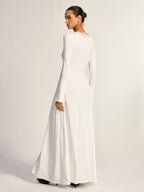 Lace Cross Paneled Long Sleeve Maxi Dress
