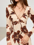Floral Print V-Neck Maxi Dress