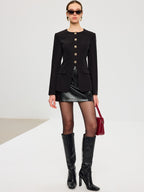 Split Hem Metal Button Blazer