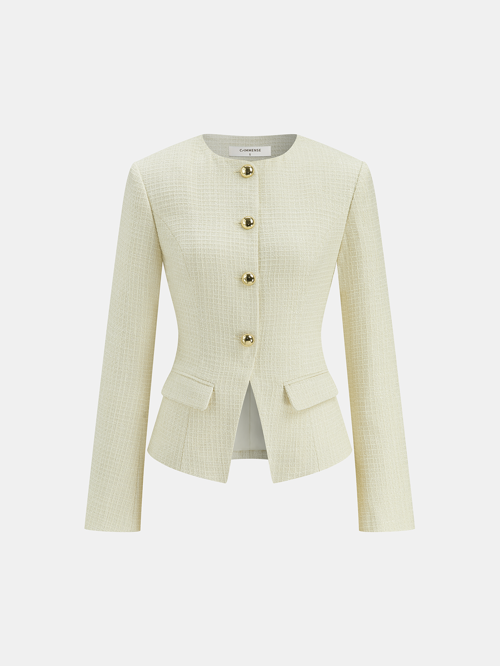Metal Button Tweed Blazer