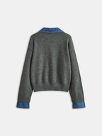 Denim Collar Knit Top