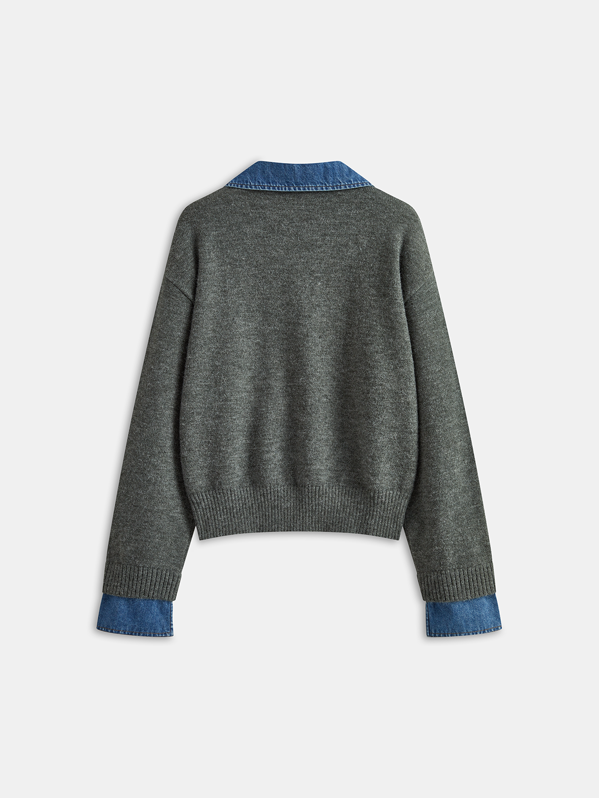 Denim Collar Knit Top