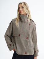 Vintage Plaid Cropped Trench Coat