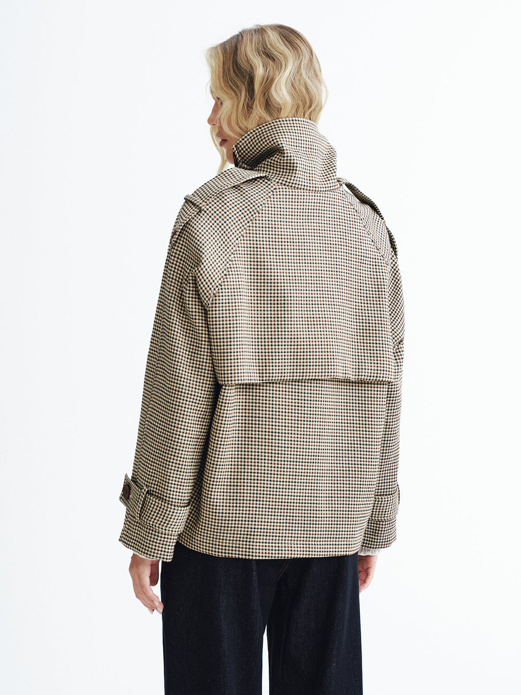 Vintage Plaid Cropped Trench Coat