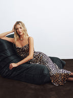 Leopard Print Velvet Cami Midi Dress