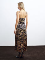Leopard Print Velvet Cami Midi Dress