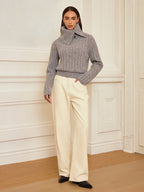 Lapel Collar Wool-Blend Sweater