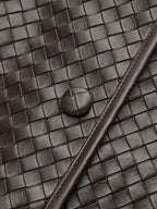 Woven-Texture Faux Leather Blazer