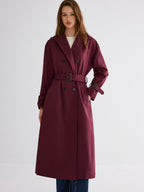 Pleated Hem Belted Trench Coat