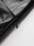 Faux Leather Panel Mock Neck Sleeveless Dress