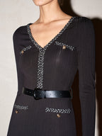 Belted V-Neck Flared Sleeve Maxi Dress