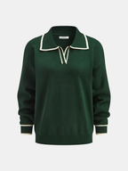 Knitted Contrast Trim Polo Top and Pants Set