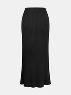 Knit Cap Sleeve Top and Midi Skirt Set
