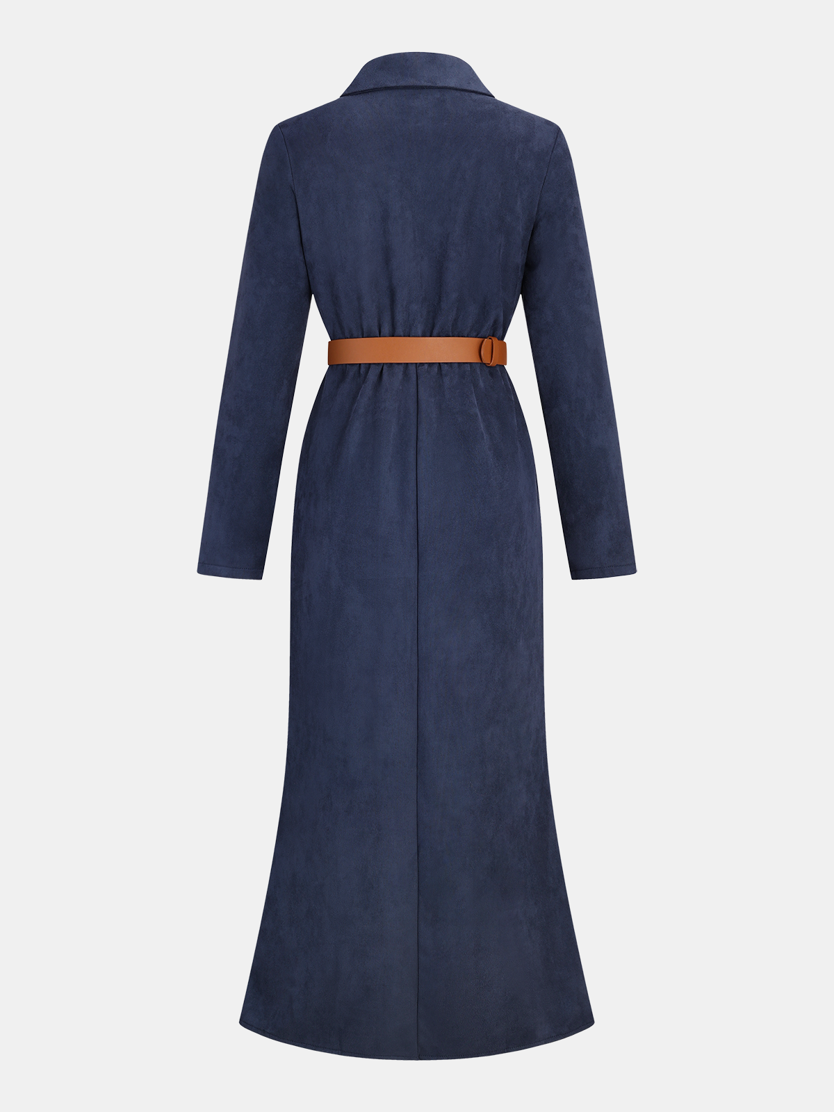 Belted Suede Effect Shirt Dress
