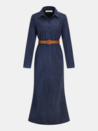 Belted Suede Effect Shirt Dress