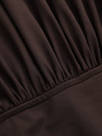 Long-Sleeve Ruched Waist Mermaid Maxi Dress